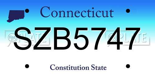 SZB5747 Connecticut License Plate