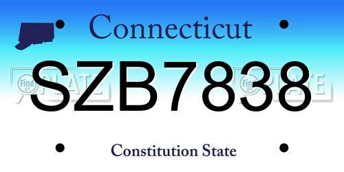 SZB7838 Connecticut License Plate