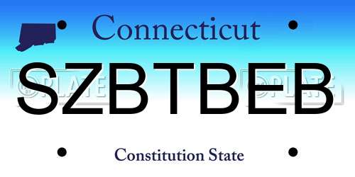 SZBTBEB Connecticut License Plate