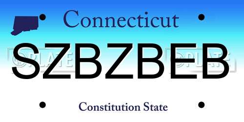 SZBZBEB Connecticut License Plate