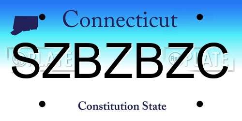 SZBZBZC Connecticut License Plate
