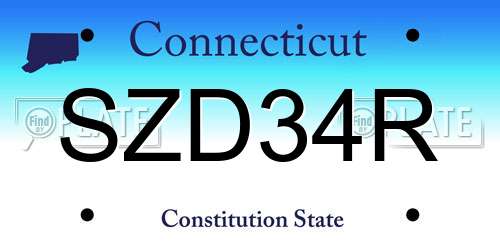 SZD34R Connecticut License Plate