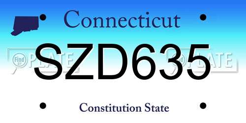 SZD635 Connecticut License Plate