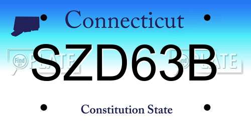 SZD63B Connecticut License Plate