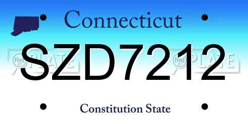SZD7212 Connecticut License Plate
