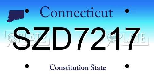 SZD7217 Connecticut License Plate