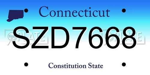 SZD7668 Connecticut License Plate