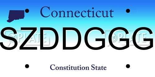 SZDDGGG Connecticut License Plate