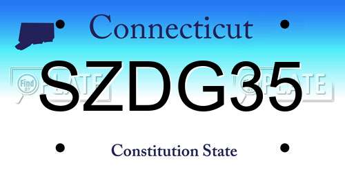 SZDG35 Connecticut License Plate