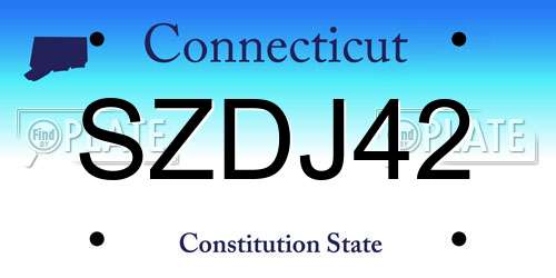 SZDJ42 Connecticut License Plate