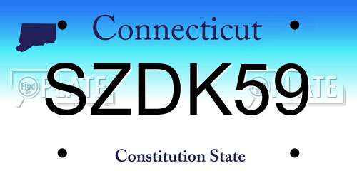 SZDK59 Connecticut License Plate
