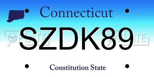 SZDK89 Connecticut License Plate