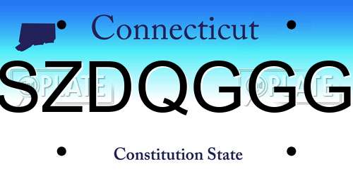SZDQGGG Connecticut License Plate