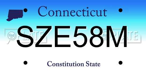 SZE58M Connecticut License Plate