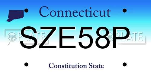 SZE58P Connecticut License Plate