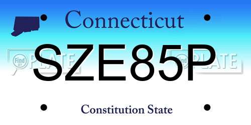 SZE85P Connecticut License Plate