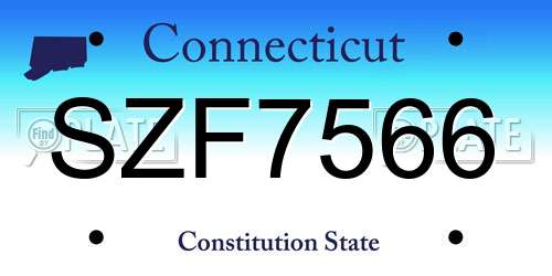 SZF7566 Connecticut License Plate
