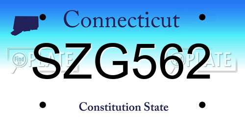 SZG562 Connecticut License Plate
