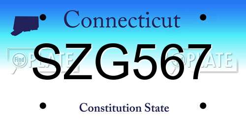 SZG567 Connecticut License Plate