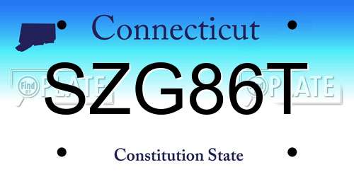 SZG86T Connecticut License Plate