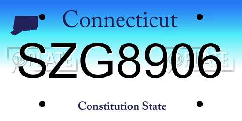 SZG8906 Connecticut License Plate