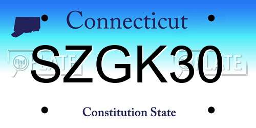 SZGK30 Connecticut License Plate