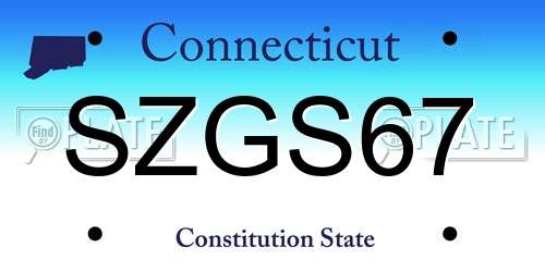 SZGS67 Connecticut License Plate