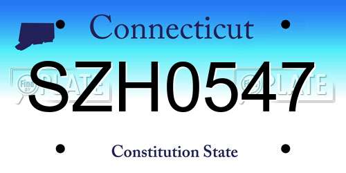 SZH0547 Connecticut License Plate