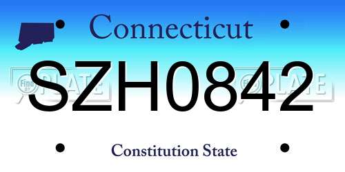 SZH0842 Connecticut License Plate