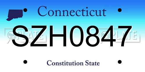 SZH0847 Connecticut License Plate