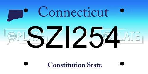 SZI254 Connecticut License Plate