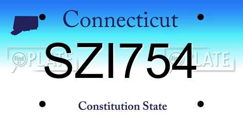 SZI754 Connecticut License Plate