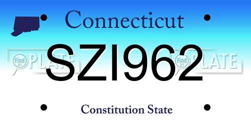 SZI962 Connecticut License Plate