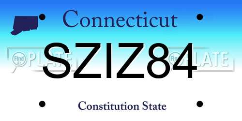 SZIZ84 Connecticut License Plate