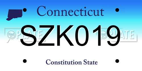 SZK019 Connecticut License Plate