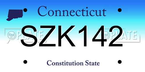 SZK142 Connecticut License Plate