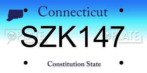 SZK147 Connecticut License Plate