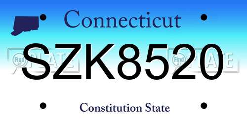 SZK8520 Connecticut License Plate