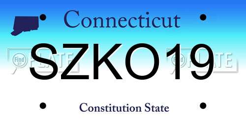 SZKO19 Connecticut License Plate