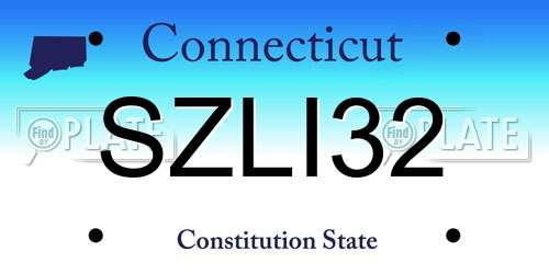 SZLI32 Connecticut License Plate