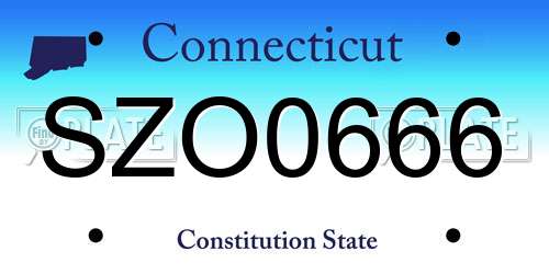 SZO0666 Connecticut License Plate