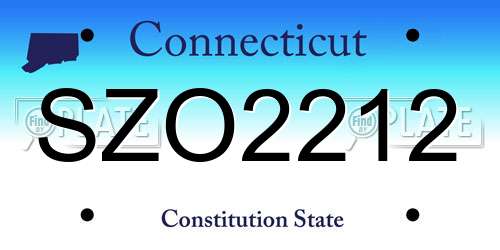 SZO2212 Connecticut License Plate