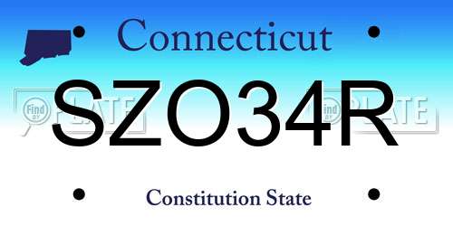 SZO34R Connecticut License Plate
