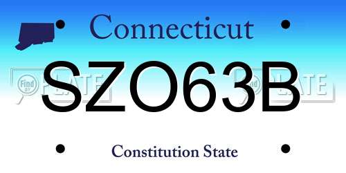 SZO63B Connecticut License Plate