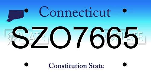 SZO7665 Connecticut License Plate
