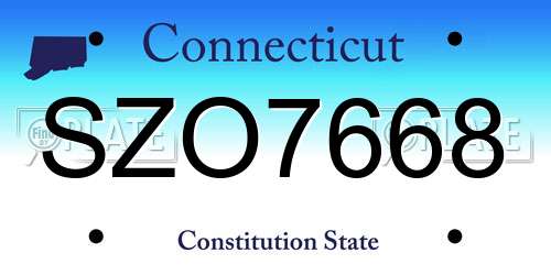 SZO7668 Connecticut License Plate