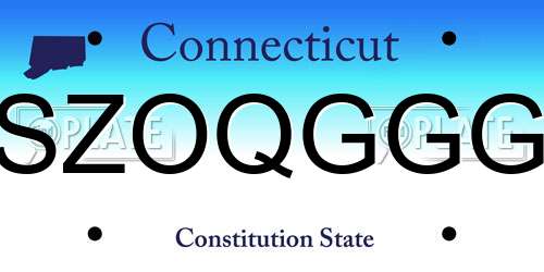 SZOQGGG Connecticut License Plate