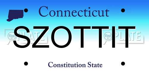 SZOTTIT Connecticut License Plate