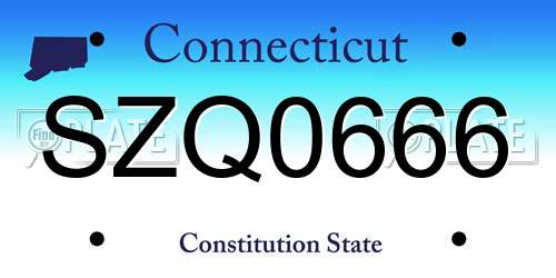 SZQ0666 Connecticut License Plate
