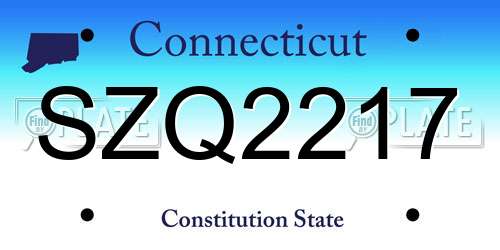 SZQ2217 Connecticut License Plate